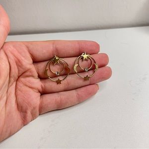 Gold star and moon earrings